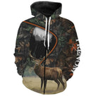 Sweat zippé chasse cerf camouflage automne, scène clairière forestière, vêtement halieutique pour chasseur en battue