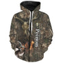 Sweat zippé chasse cerf camouflage Realtree, design crâne et harde, vêtement halieutique pour battue grand gibier