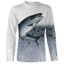 T-shirt manches longues pêche saumon all-over peau écaillée argentée motif saumon atlantique en remontée prénom personnalisé