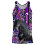 Hoodie cheval Frison femme all-over fond floral rose motif Frison noir longs crins ondulants prénom personnalisé
