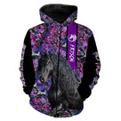 Sweat cheval Frison femme all-over fond floral rose motif Frison noir longs crins néerlandais cavalière prénom personnalisé