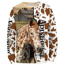 Sweat cavalier Appaloosa all-over fond peau de vache motif Appaloosa moucheté race américaine prénom personnalisé