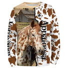Sweat cavalier Appaloosa all-over fond peau de vache motif Appaloosa moucheté race américaine prénom personnalisé