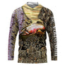 Sweat UV à capuche pêche truite arc-en-ciel camouflage écailles violet doré prénom personnalisé, vue de face