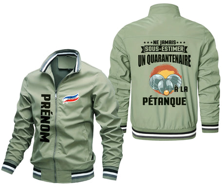 Veste De Sport Pétanque Personnalisée, Ne Jamais Sous Estimer Un Quarantenaire À La Pétanque - CT09092344 Vert