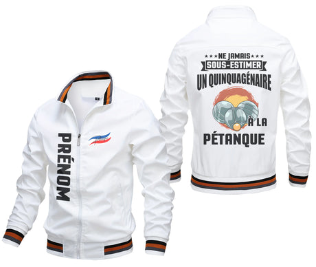 Veste De Sport Pétanque Personnalisée, Ne Jamais Sous Estimer Un Quinquagénaire À La Pétanque - CT09092345 Blanc