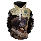 Sweat zippé chasse sanglier camouflage marron noir, tenue cynégétique humoristique pour battue