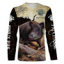 T-shirt manches longues chasse sanglier camouflage forêt nocturne, coupe unisexe humour chasseur
