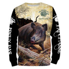 Sweat à capuche chasse sanglier camouflage forêt brun foncé, motif sanglier pour chasseur grand gibier