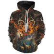 Sweat à capuche chasse cerf humour, crâne en flammes et slogan, vêtement chaud pour chasseur drôle