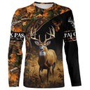 Sweat chasse cerf vue de face camouflage automnal, coupe unisexe humour chasseur grande faune