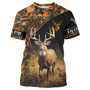 Sweat à capuche chasse cerf camouflage orange flamboyant avec grand cerf et lettrage J'peux pas j'ai chasse