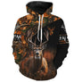 Sweat à capuche chasse cerf camouflage orange fluo, motif cerf et feuillages pour chasseur au brame