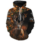 Sweat à capuche chasse cerf camouflage orange fluo, motif cerf et feuillages pour chasseur au brame