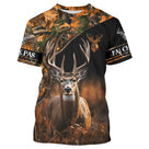T-shirt chasse cerf camouflage orange fluo avec grand cerf au brame et lettrage J'peux pas j'ai chasse
