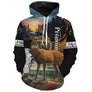 Sweat à capuche chasse cerf coucher soleil violet orangé pour chasseur au brame, marquage prénom intégré