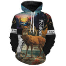 Sweat à capuche chasse cerf coucher soleil violet orangé pour chasseur au brame, marquage prénom intégré