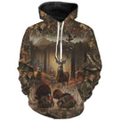 Sweat à capuche all-over chasse cerf et dindon sauvage camouflage forêt