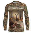 T-shirt all-over chasse cerf ramure complète et dindons sauvages camouflage vue dos