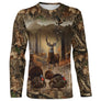 T-shirt manches longues all-over chasse cerf et dindon sauvage camouflage forêt