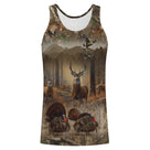 Débardeur all-over chasse cerf et dindon sauvage camouflage forêt automne