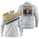 Polo manches longues golf unisexe vintage rayures rétro silhouette golfeur slogan personnalisé prénom manche