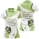 Polo golf vert vue de face design bicolore vert et blanc, coupe homme et femme disponibles humour golfeur