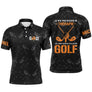 Polo de golf noir avec slogan Je n ai pas besoin de thérapie j ai besoin de golf en orange et cliques croisés au dos