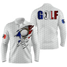 Polo golf manches longues unisexe drapeau France, tenue de parcours patriotique pour golfeur passionné
