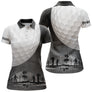 Polo golf homme femme manches courtes design coucher soleil noir blanc, marquage prénom personnalisable