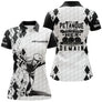 Polo pétanque homme femme manches courtes noir blanc, design bouliste argyle pour texte personnalisé
