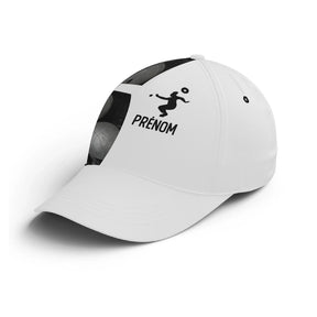 Casquette pétanque blanche silhouette bouliste homme lancer prénom devant broderie unisexe personnalisée