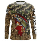 Manches longues anti-UV pêche carnassier camouflage drapeau suisse croix blanche brochet stylisé