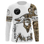 Maillot UV manches longues pêche brochet style tatouage bicolore blanc camouflage prénom personnalisé