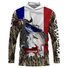 Sweat UV à capuche pêche saumon cuillère drapeau France camouflage roseau prénom personnalisé