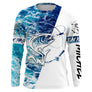 T-shirt anti UV manches longues pêche thon humour, ambiance Tahiti et slogan typographique, vêtement halieutique