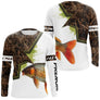 Sweat capuche pêche carpe all-over camouflage marais vert brun motif carpe rouge orange pêcheur prénom