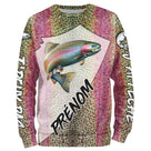 Sweater all-over peau truite iridescente rose vert prénom personnalisé
