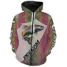Sweat à capuche zippé all-over peau truite iridescente prénom personnalisé