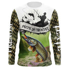 Maillot UV manches longues pêche brochet ver team camouflage écailles prénom texte personnalisés