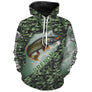 Sweat à capuche all-over brochet humour camouflage prénom personnalisé J'peux pas