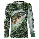 T-shirt manches longues all-over brochet humour camouflage prénom personnalisé J'peux pas