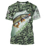 T-shirt all-over pêche brochet humour camouflage forêt prénom personnalisé J'peux pas j'ai pêche, vue de face