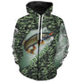 Sweat à capuche zippé all-over brochet humour camouflage prénom personnalisé