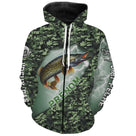 Sweat à capuche zippé all-over brochet humour camouflage prénom personnalisé