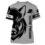 T-shirt chasse sanglier all-over gris motif tête sanglier tribal noir message J'peux pas j'ai chasse prénom personnalisé
