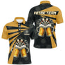 Polo fléchettes noir et or homme avec cibles et mugs de bière mousseux Darts Bière, prénom et équipe personnalisés