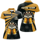 Polo Darts Bière Personnalisé - Design Noir et Or avec Mugs Mousseux - Idéal pour Soirées Jeux et Équipes de Pub – AL12062433 - Polo Femme