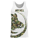 Débardeur chasse sanglier camouflage militaire, motif tête sanglier et prénom brodé, vêtement halieutique pour battue