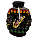 Sweat zippé Noël crochet pêche jaune et cloches jacquard, tenue festive humour pêcheur